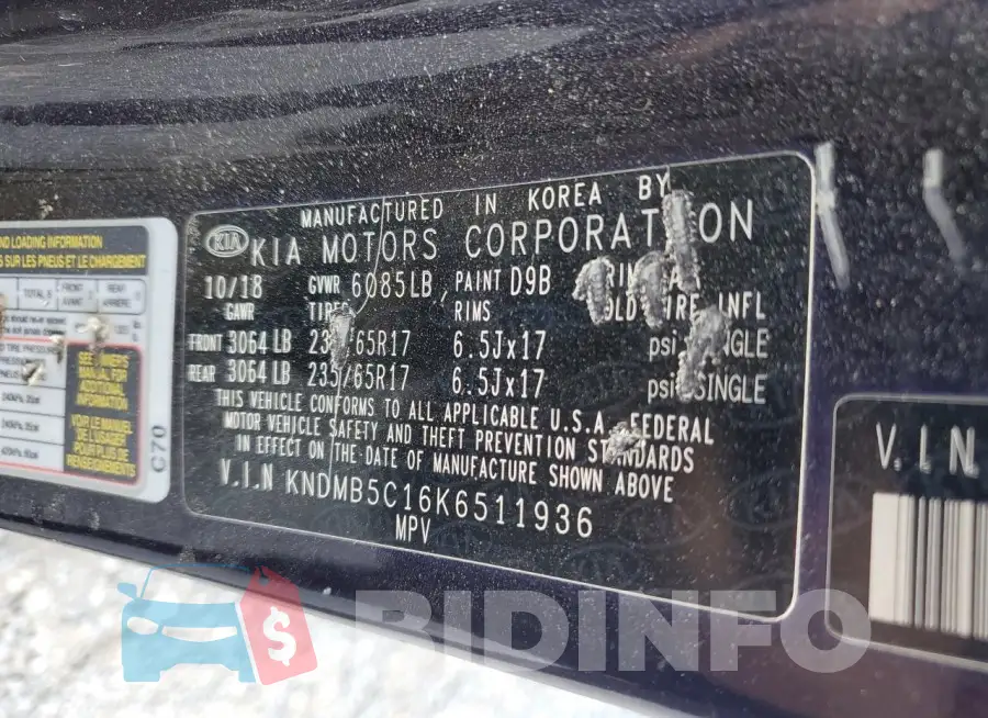 KNDMB5C16K6511936 Photo# 13