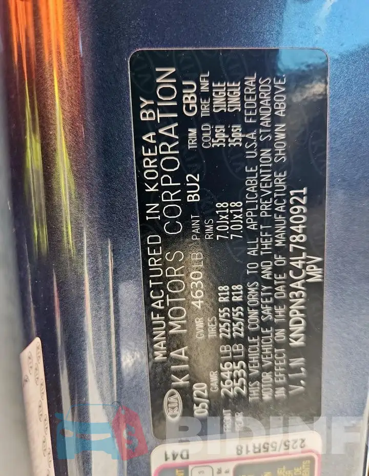 KNDPN3AC4L7840921 Photo# 13