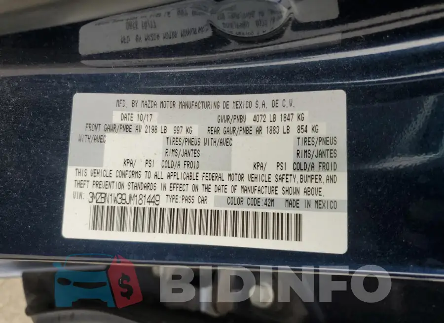 3MZBN1W39JM181449 Photo# 13
