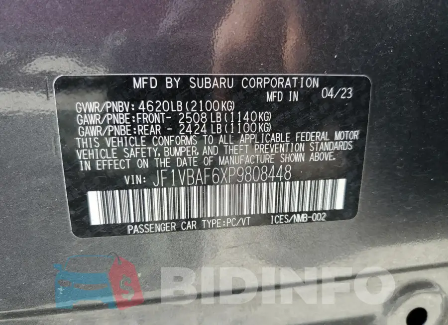 JF1VBAF6XP9808448 Photo# 12