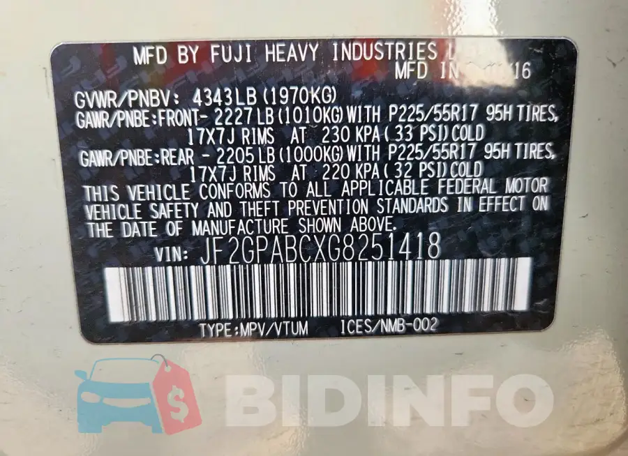 JF2GPABCXG8251418 Photo# 14