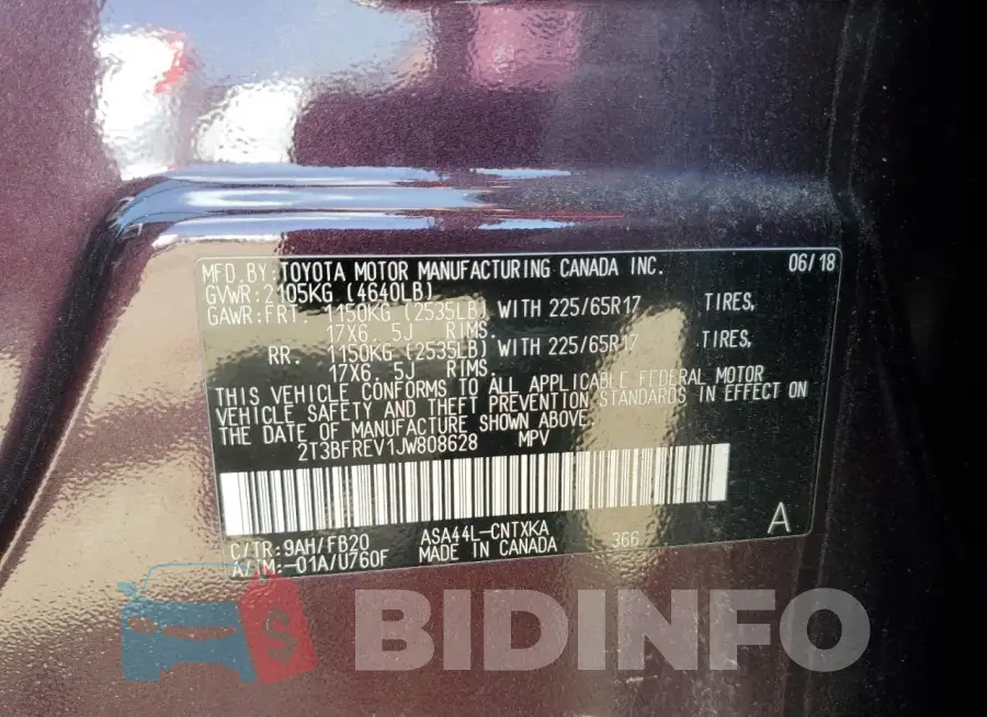 2T3BFREV1JW808628 Photo# 13