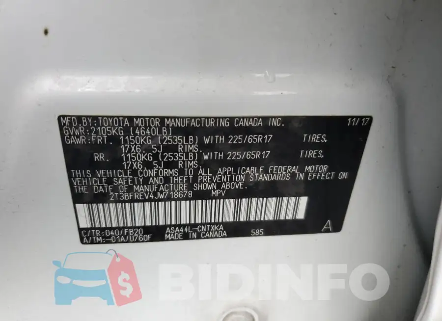 2T3BFREV4JW718678 Photo# 13