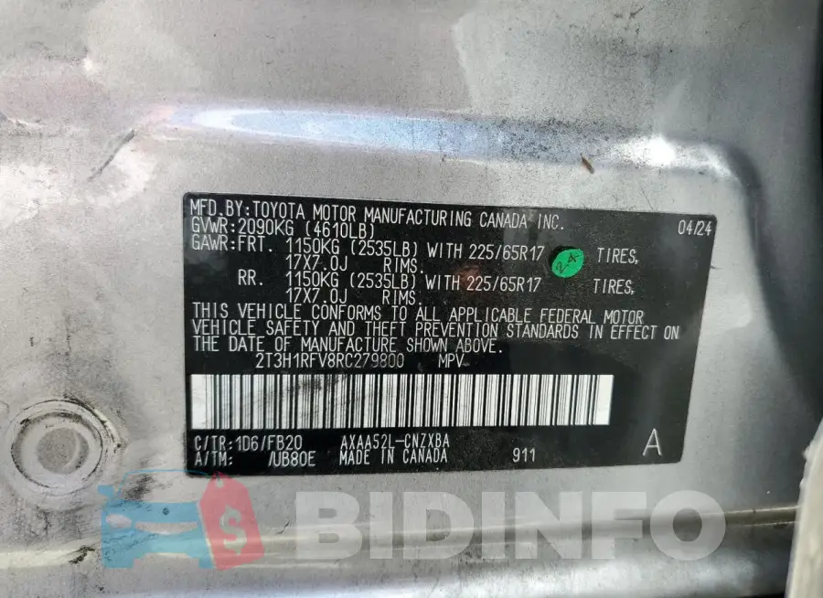 2T3H1RFV8RC279800 Photo# 12