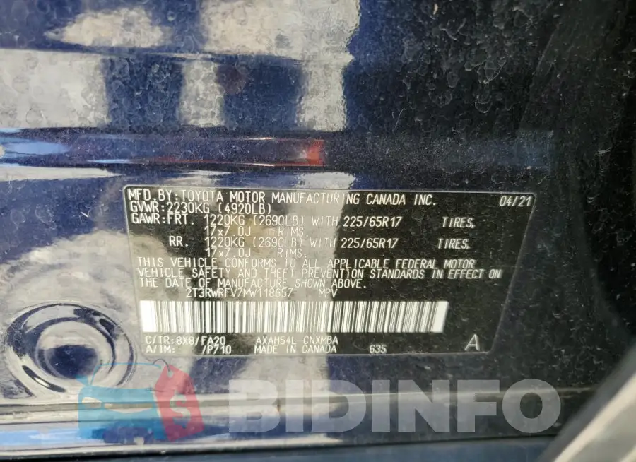 2T3RWRFV7MW118657 Photo# 14