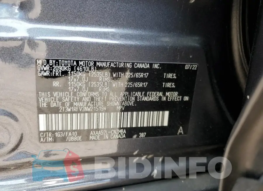 2T3W1RFV3NW215194 Photo# 14