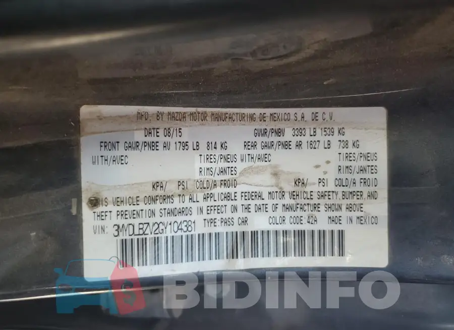 3MYDLBZV2GY104381 Photo# 12