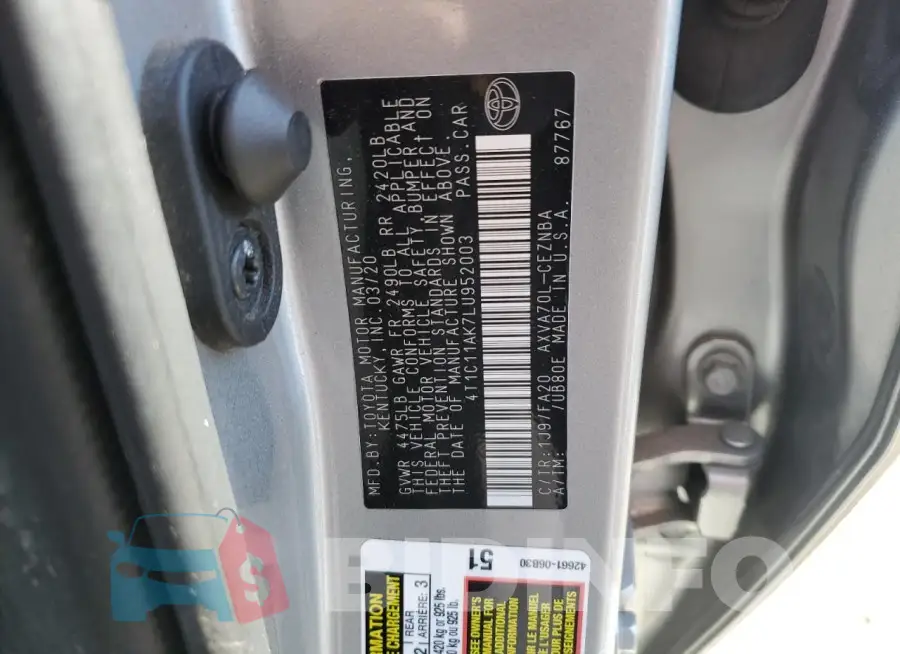 4T1C11AK7LU952003 Photo# 13
