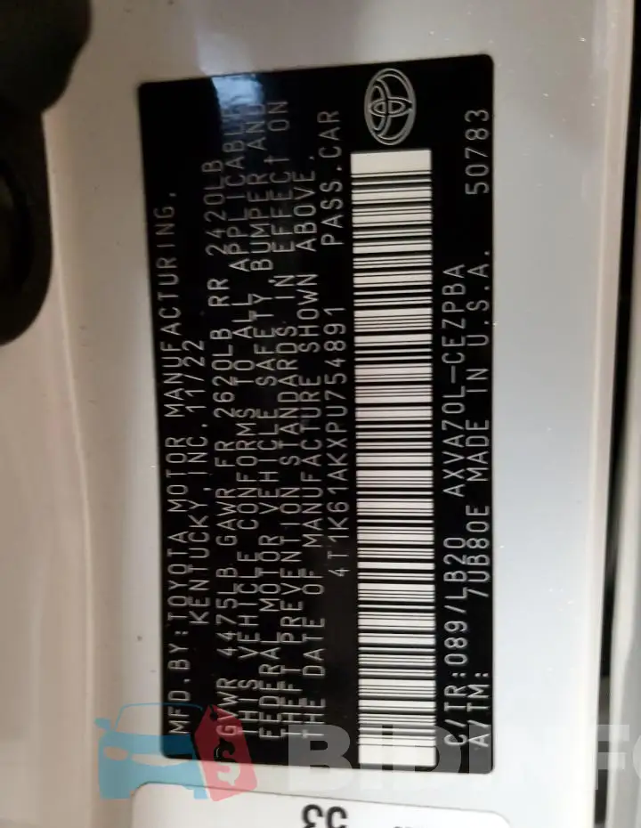 4T1K61AKXPU754891 Photo# 13