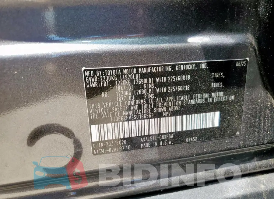 4T3E6RFV3SU186563 Photo# 13