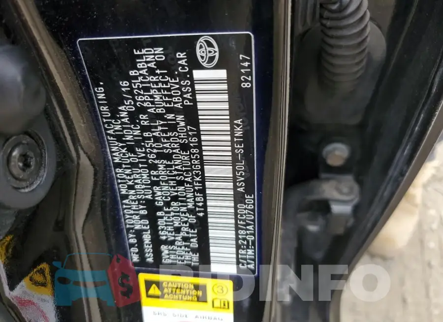 4T4BF1FK3GR581617 Photo# 12