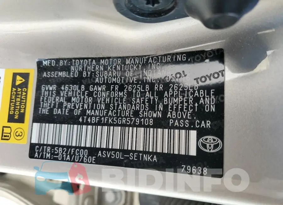 4T4BF1FK5GR579108 Photo# 13