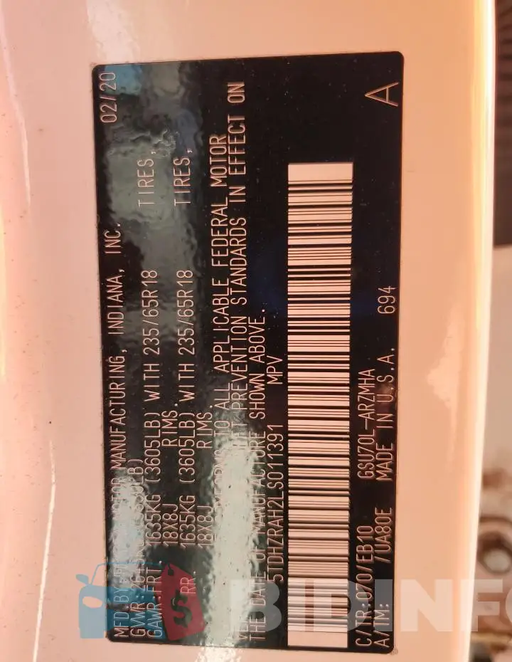5TDHZRAH2LS011391 Photo# 13