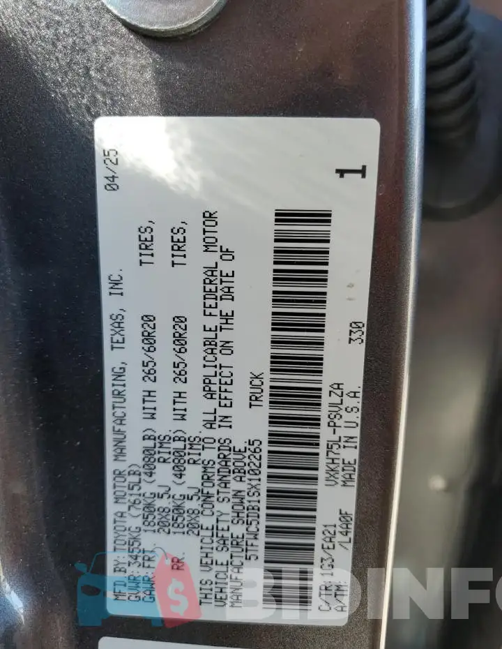 5TFWC5DB1SX102265 Photo# 12