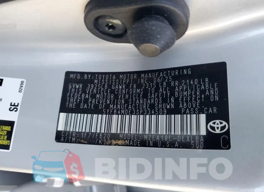 5YFB4MDE3SP334509 Photo# 13