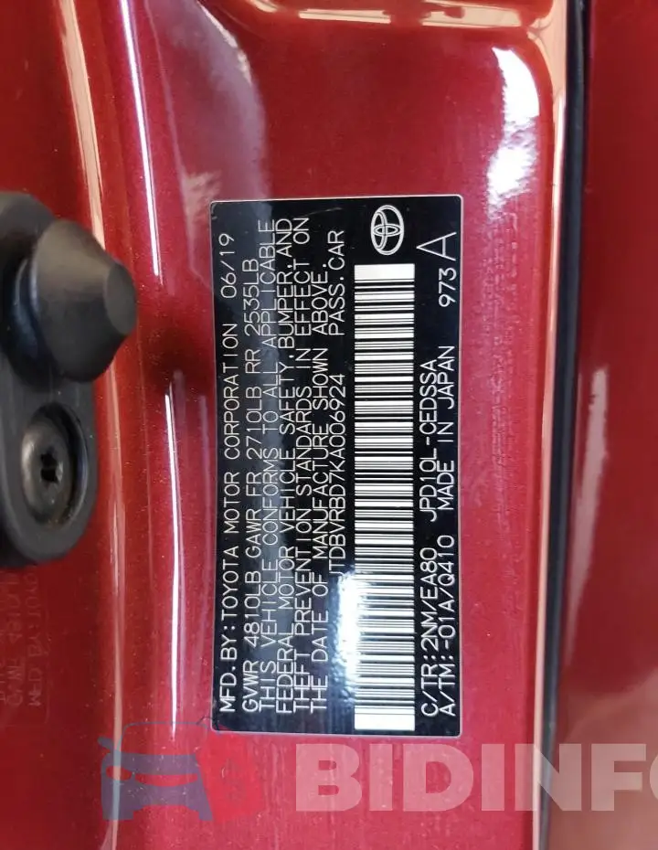 JTDBVRBD7KA006924 Photo# 13