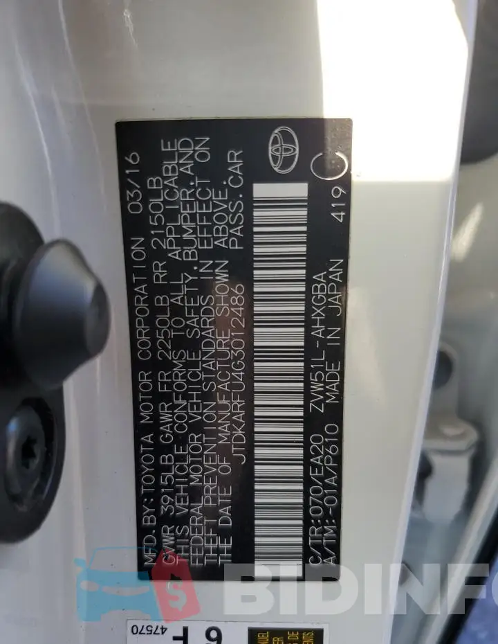 JTDKARFU4G3012486 Photo# 12
