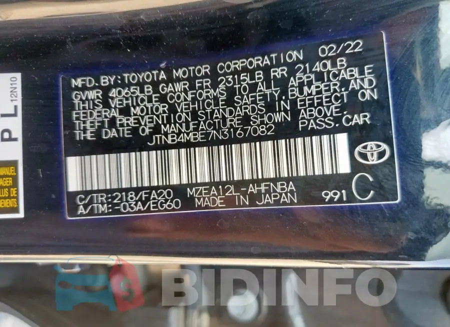 JTNB4MBE7N3167082 Photo# 12