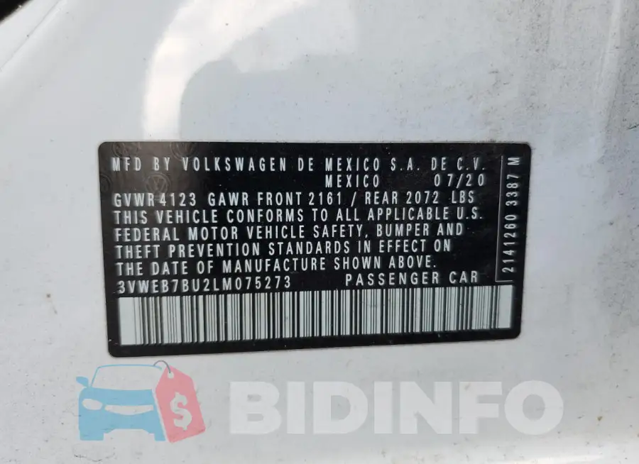 3VWEB7BU2LM075273 Photo# 12