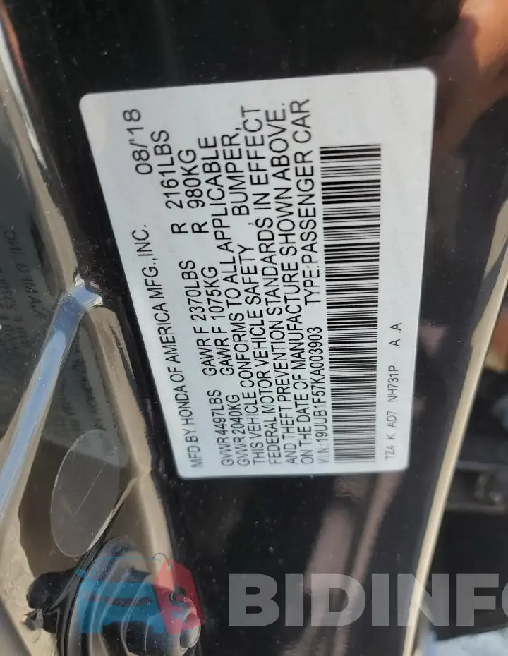 19UUB1F57KA003903 Photo# 12
