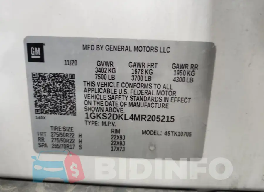 1GKS2DKL4MR205215 Photo# 13