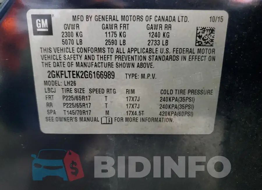 2GKFLTEK2G6166989 Photo# 13