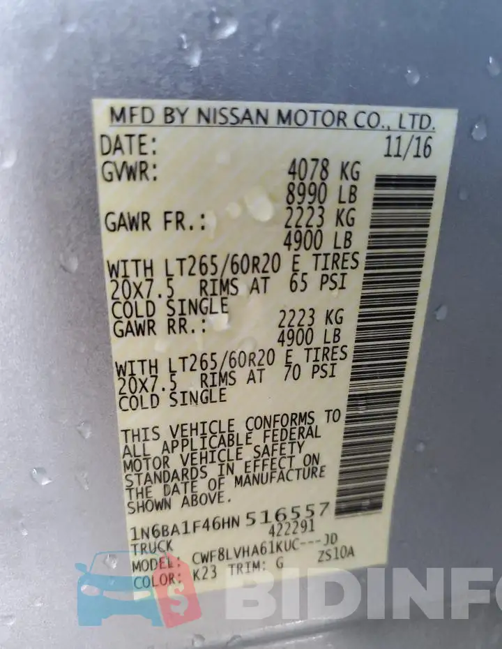 1N6BA1F46HN516557 Photo# 12