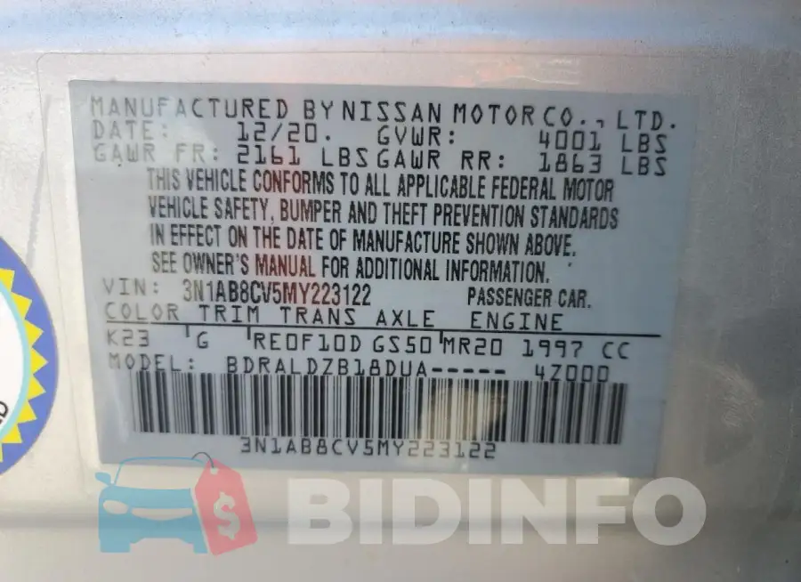 3N1AB8CV5MY223122 Photo# 12