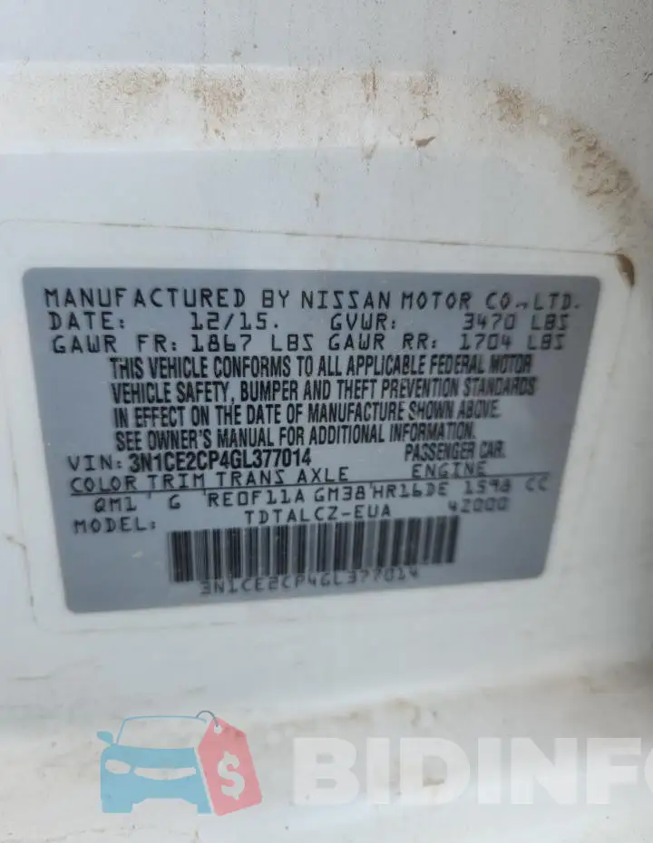 3N1CE2CP4GL377014 Photo# 14