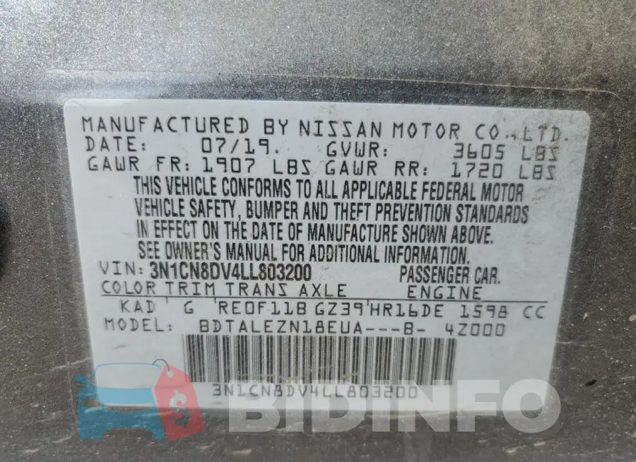 3N1CN8DV4LL803200 Photo# 12