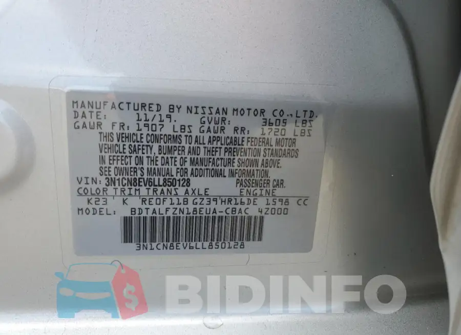 3N1CN8EV6LL850128 Photo# 12