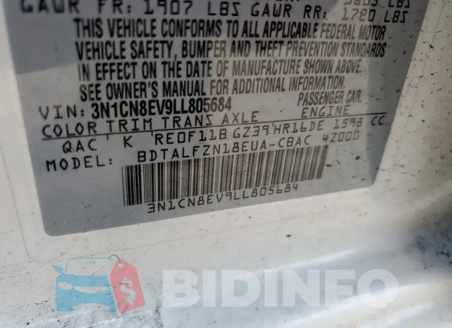 3N1CN8EV9LL805684 Photo# 12