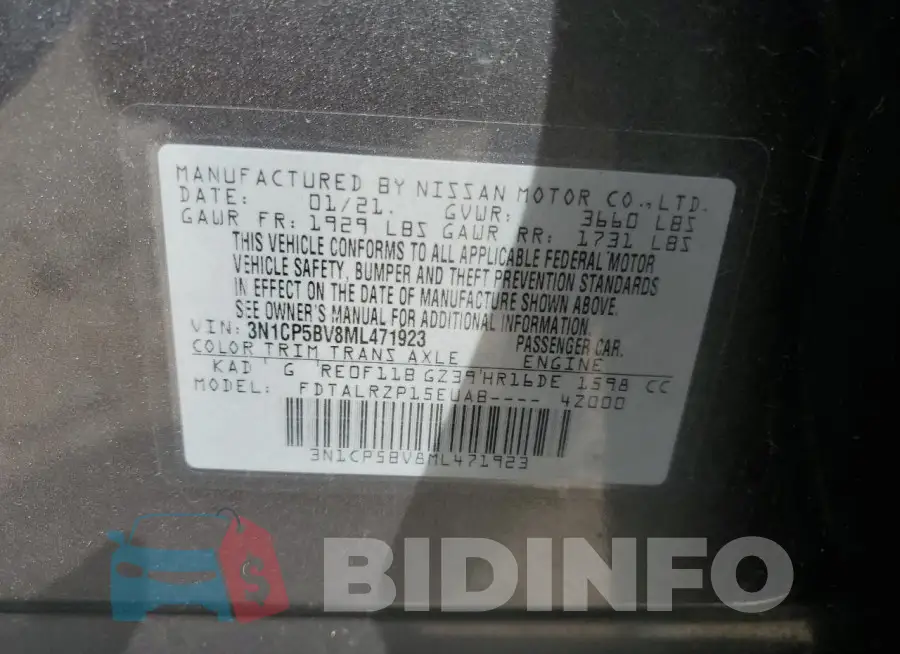 3N1CP5BV8ML471923 Photo# 13