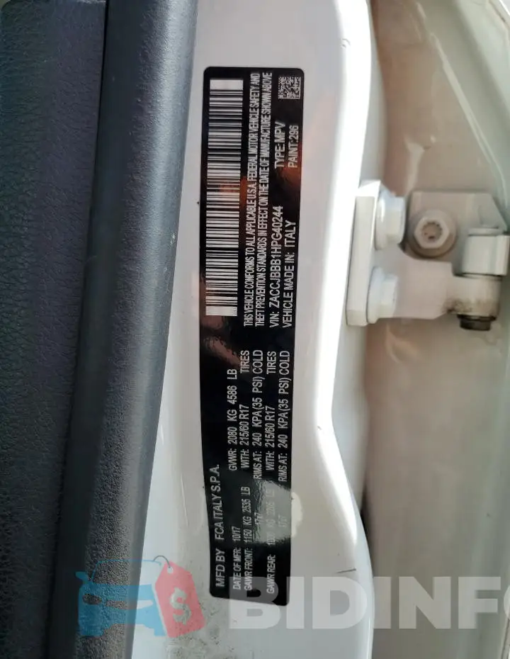 ZACCJBBB1HPG40244 Photo# 13