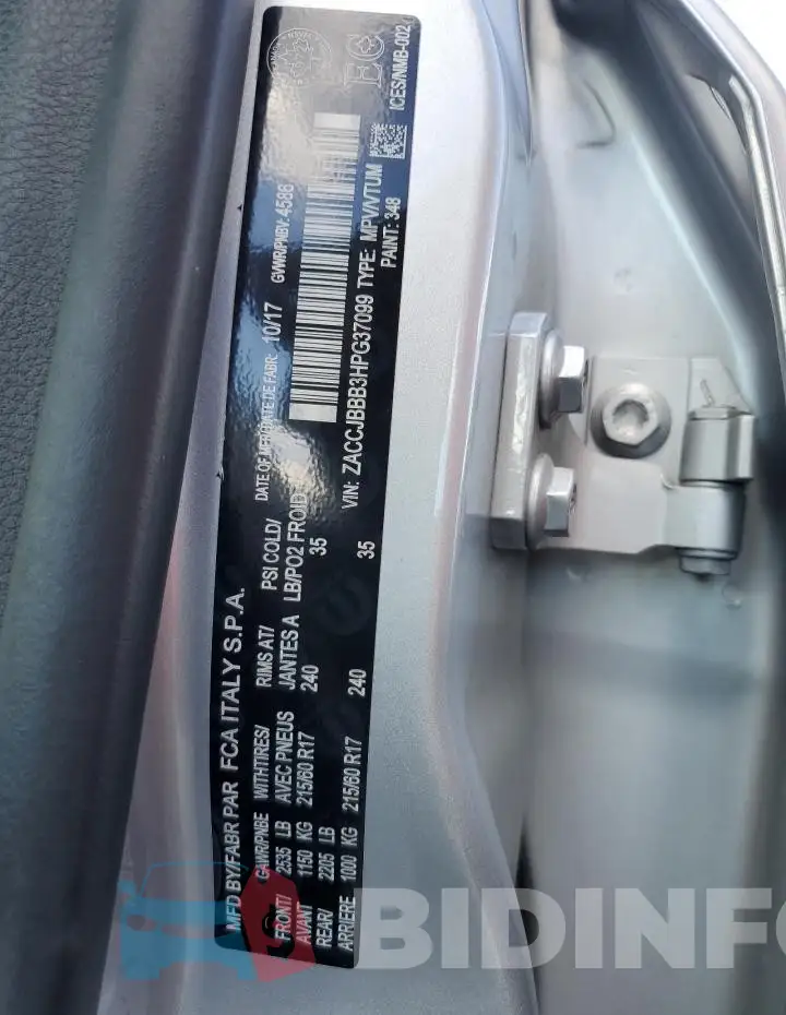 ZACCJBBB3HPG37099 Photo# 14