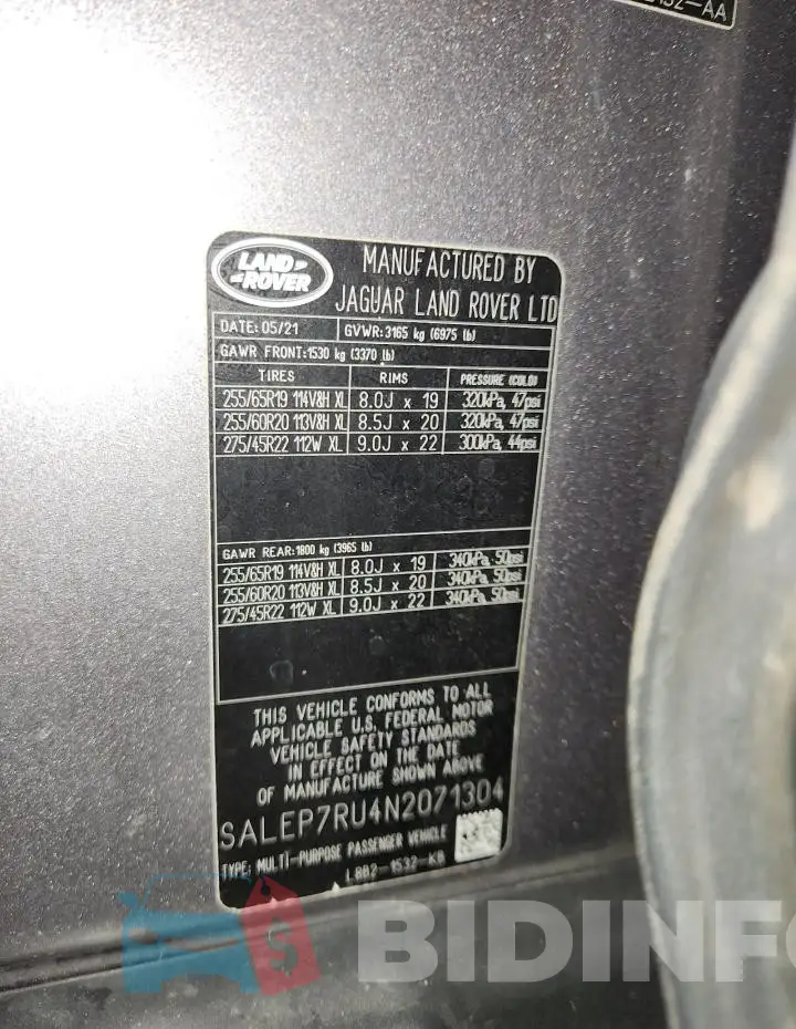 SALEP7RU4N2071304 Photo# 13
