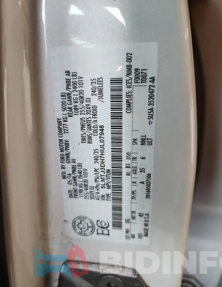 5LMTJ3DH7HUL07948 Photo# 13