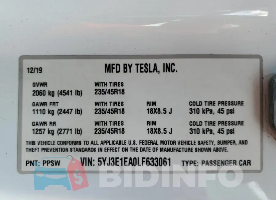 5YJ3E1EA0LF633061 Photo# 12