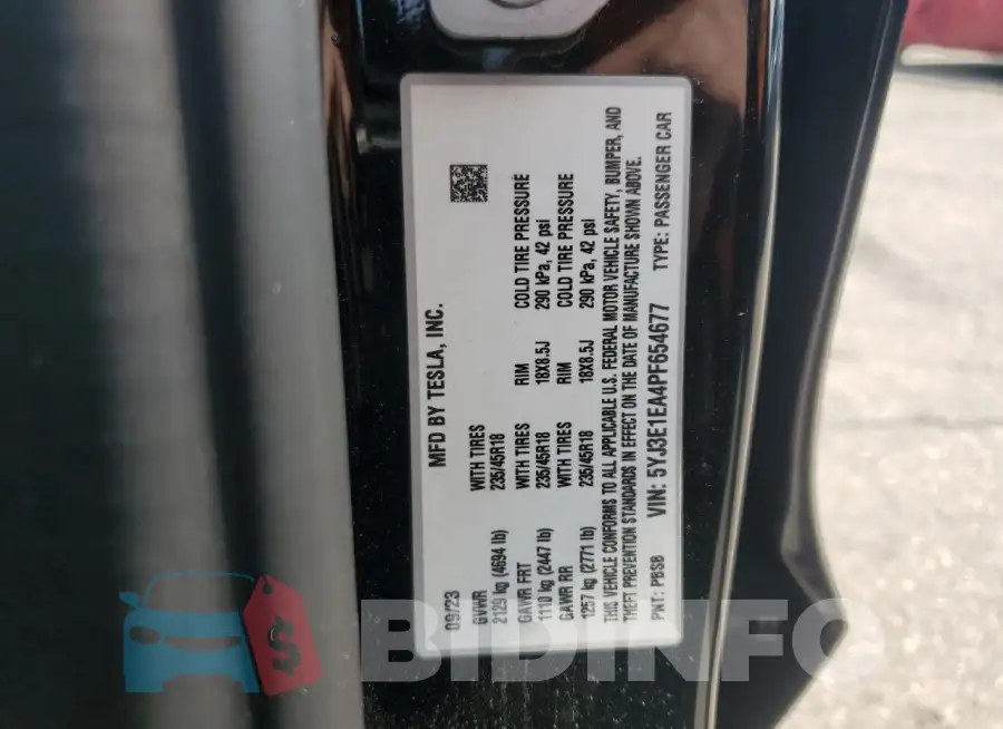 5YJ3E1EA4PF654677 Photo# 13