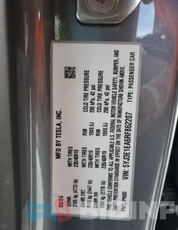 5YJ3E1EA6RF862207 Photo# 12