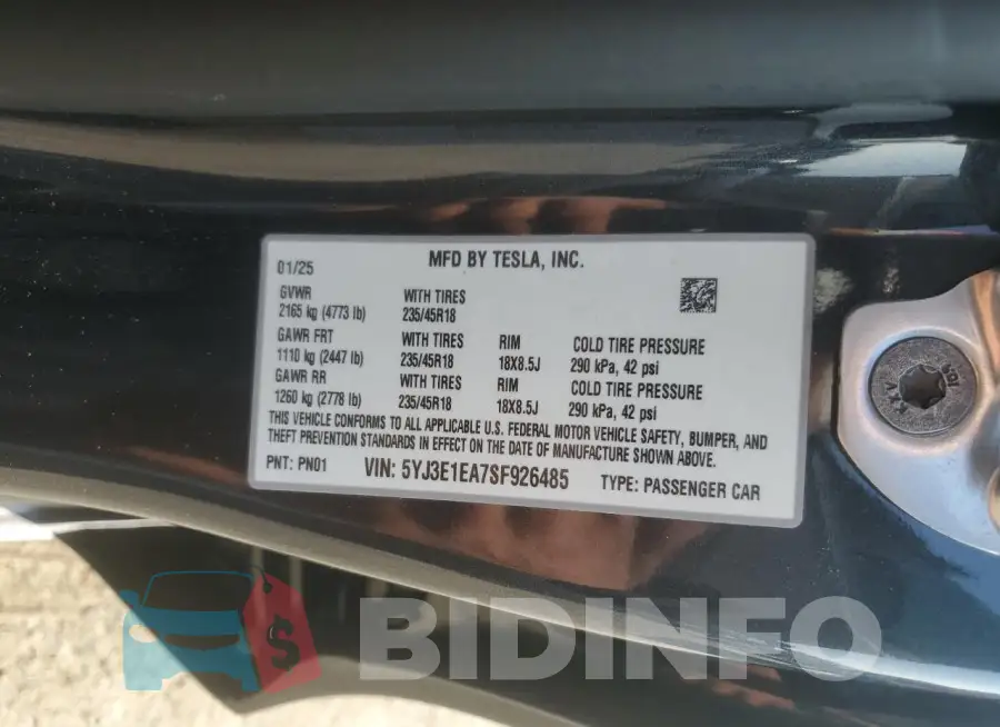 5YJ3E1EA7SF926485 Photo# 12