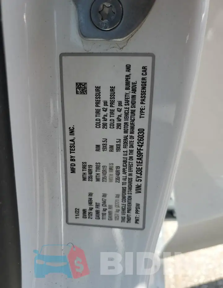 5YJ3E1EA9PF426030 Photo# 12
