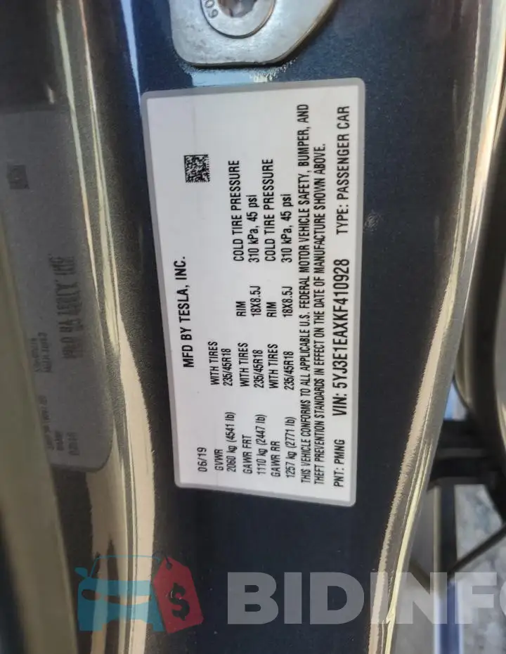 5YJ3E1EAXKF410928 Photo# 12