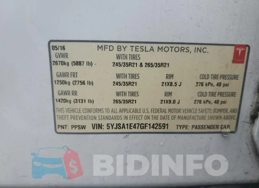5YJSA1E47GF142591 Photo# 12