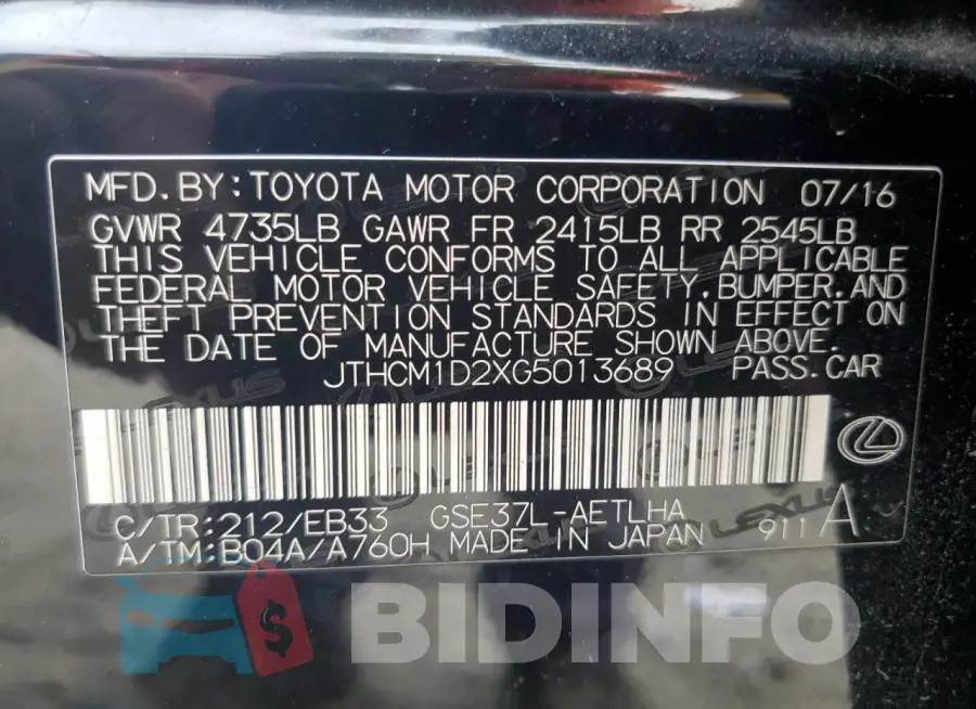 JTHCM1D2XG5013689 Photo# 12