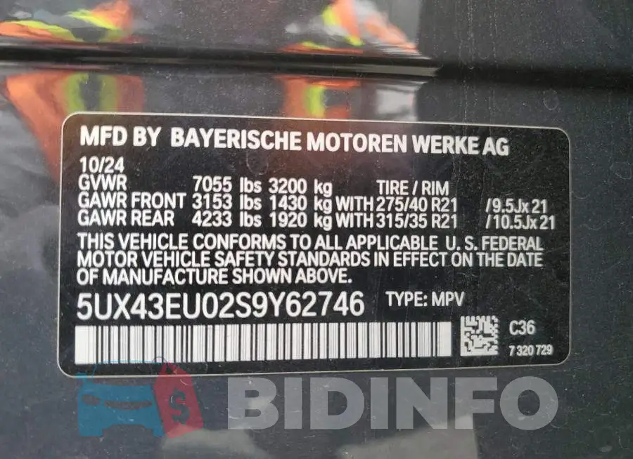 5UX43EU02S9Y62746 Photo# 13