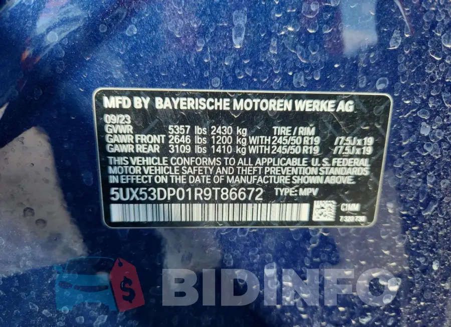 5UX53DP01R9T86672 Photo# 13