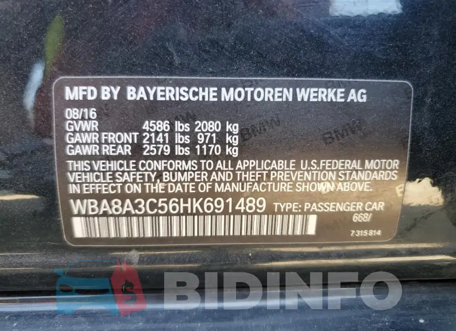 WBA8A3C56HK691489 Photo# 12