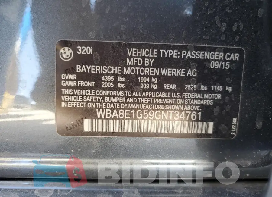 WBA8E1G59GNT34761 Photo# 12