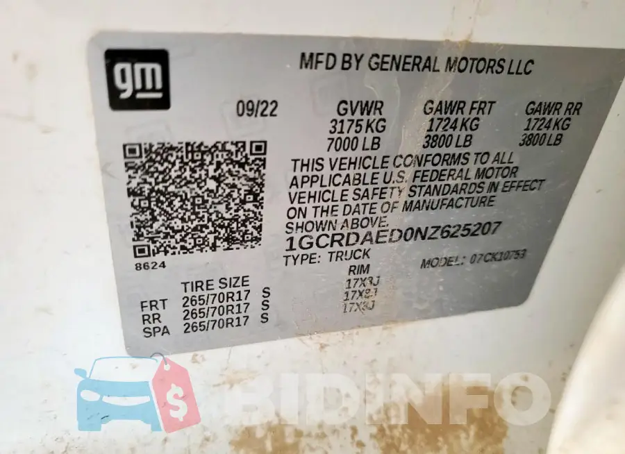1GCRDAED0NZ625207 Photo# 12